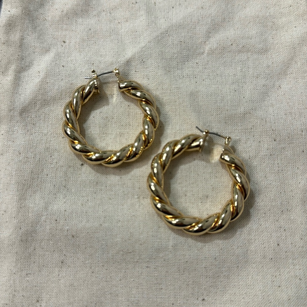 Gold Toned Braided Hoop Earrings